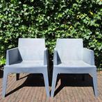 Grijze tuinstoelen - box chairs, Tuin en Terras, Tuinstoelen, Kunststof, Gebruikt, Stapelbaar, Ophalen