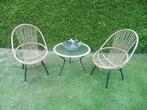 rotan stoelen vintage met tafel, Ophalen, Gebruikt, Twee, Bruin