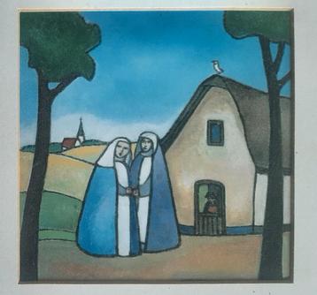 3x Naïef Expressionistische Grafiek Ingelijst beschikbaar voor biedingen