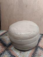 vintage, poef, leer,, Minder dan 50 cm, Rond, Ophalen of Verzenden, Vintage, design