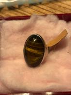 Zilveren ring met kattenoog, Ophalen, Bruin, Zo goed als nieuw, 17 tot 18