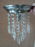 Plafoniere ijzer en met glazen hangers, breed 19 cm, 25 hoo, Ophalen of Verzenden