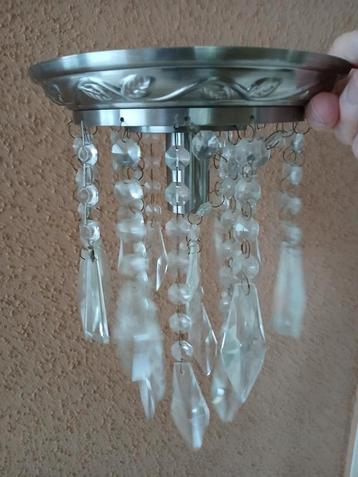 	Plafoniere ijzer en met glazen hangers, breed 19 cm, 25 hoo beschikbaar voor biedingen
