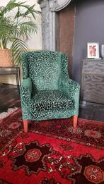 Kinder fauteuil met groene velvet panterprint, Huis en Inrichting, Minder dan 75 cm, Ophalen of Verzenden, Zo goed als nieuw, 50 tot 75 cm