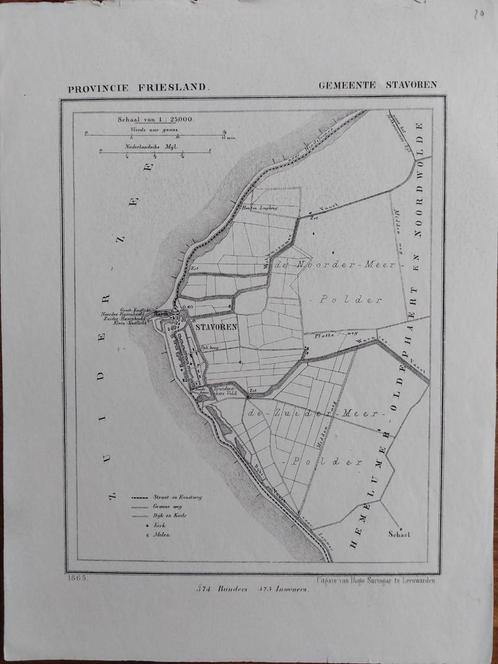 20 / Stavoren Scharl Zuiderzee Litho uit 1865 van J. Kuyper, Antiek en Kunst, Kunst | Litho's en Zeefdrukken, Ophalen of Verzenden