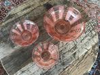 Vintage roze glazen schalen set van 3, Antiek en Kunst, Ophalen of Verzenden