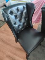 4 Zwarte Eetkamerstoelen - Gratis!, Huis en Inrichting, Stoelen, Ophalen, Gebruikt, Leer, Vier