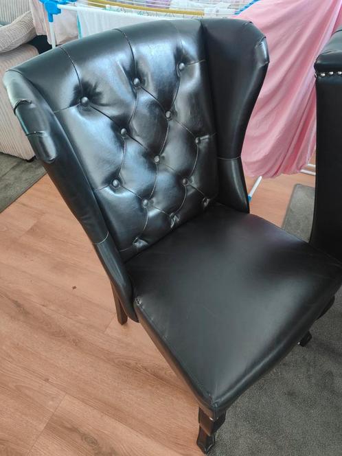 4 Zwarte Eetkamerstoelen - Gratis!, Huis en Inrichting, Stoelen, Gebruikt, Vier, Leer, Zwart, Ophalen