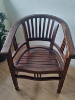 Koloniale armstoel van massief teakhout, Huis en Inrichting, Gebruikt, Bruin, Koloniaal, Ophalen of Verzenden