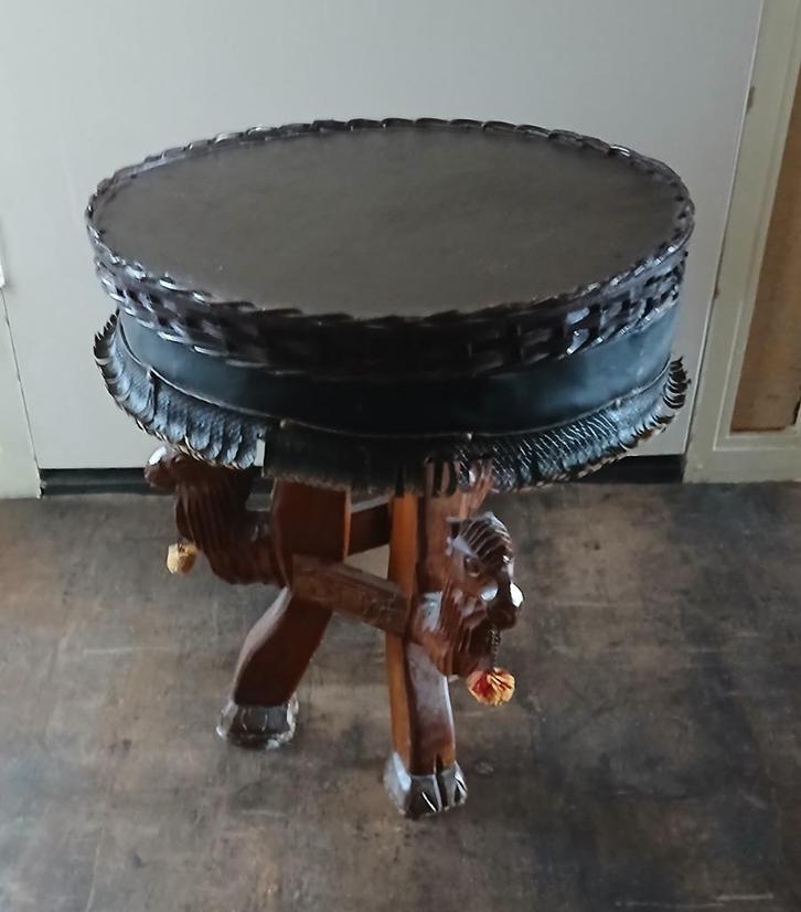 Apart oud bijzettafeltje Egypte kameel kop hout rond oosters, Antiek en Kunst, Curiosa en Brocante, Ophalen