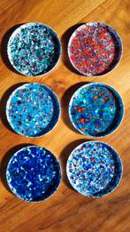 6 Emaille Onderzetters Tiroler Handarbeit, Huis en Inrichting, Ophalen of Verzenden, Zo goed als nieuw, Glas of Kopje