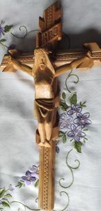 223 Pools massief houten kruis met Corpus - Hout snijwerk, Antiek en Kunst, Antiek | Religie, Ophalen of Verzenden