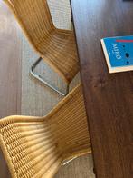 Vintage buisframe riet stoelen, Huis en Inrichting, Stoelen, Ophalen, Gebruikt, Bruin, Vier