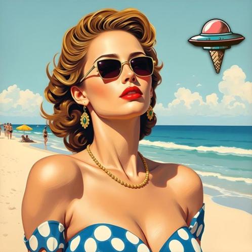 Kunsthandel Gennep - "Het Meisje En De Icecream Ufo", Antiek en Kunst, Kunst | Designobjecten, Verzenden