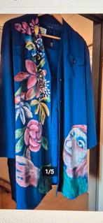 Mooie Edgar Vos Blouse met beschildering maat 46 & top maat, Blauw, Maat 46/48 (XL) of groter, Zo goed als nieuw, Edgar Vos