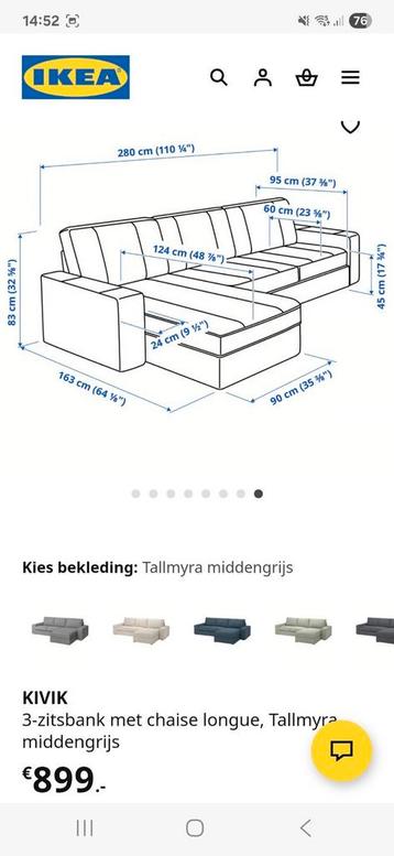 Ikea Kivik hoekbank met chaise longue - goede staat - afbeelding 5