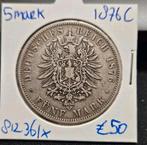 5 Mark 1876C Duitsland, Postzegels en Munten, Verzenden, Duitsland, Losse munt, Zilver