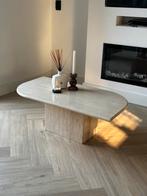 Travertin salontafel, 100 tot 150 cm, Travertin japandi vintage marmeren natuurtsteen, Zo goed als nieuw, Minder dan 50 cm