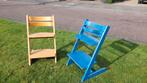 Stokke stoelen blauw hout, Gebruikt, Ophalen
