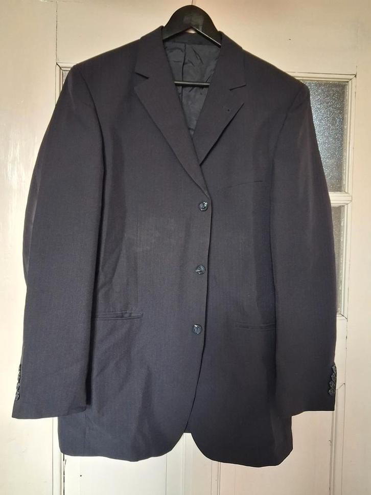 Donkerblauw colbert met rode krijtstreep mt 52, Kleding | Heren, Kostuums en Colberts, Zo goed als nieuw, Maat 52/54 (L), Blauw