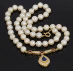 Akoya parel ketting diamant robijn saffier 18k gouden hanger, Sieraden, Tassen en Uiterlijk, Kettingen, Voordeelsieraden, Ophalen of Verzenden