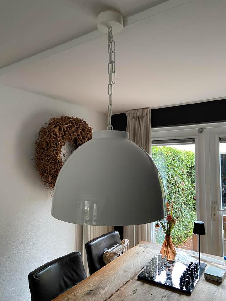 Moderne hanglamp wit/koper - 60cm, Huis en Inrichting, Lampen | Hanglampen, Zo goed als nieuw, Minder dan 50 cm, Metaal, Ophalen of Verzenden