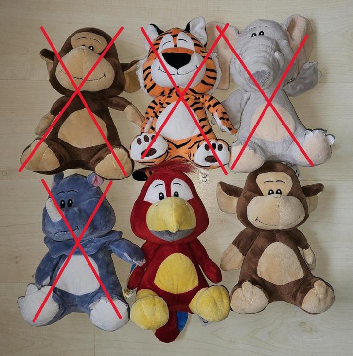 Jumbo Safaries knuffels (aap en papagaai), Kinderen en Baby's, Speelgoed | Knuffels en Pluche, Gebruikt, Overige typen, Ophalen of Verzenden