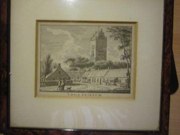 Het Dorp Driezum, moooie Druk gravure in lijstje beschikbaar voor biedingen