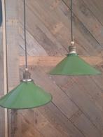 Groen emaille hanglampen, Franse hanglampen , antiek lampje, Ophalen of Verzenden