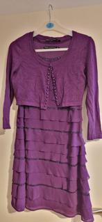 Steps jurk + vestje paars, voile kraaltjes feest kerst 38, Maat 38/40 (M), Paars, Ophalen of Verzenden, Zo goed als nieuw