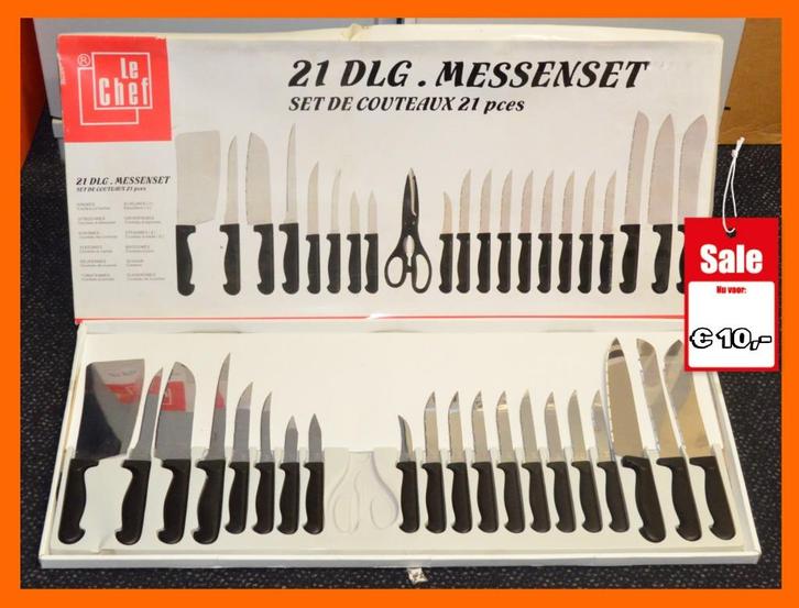 Messenset, Huis en Inrichting, Keuken | Bestek, Zo goed als nieuw, Bestekset, Rvs of Chroom, Vaatwasserbestendig, Ophalen of Verzenden