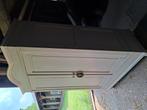 Brocante witte kast grenen demontabel, Ophalen, Gebruikt, 100 tot 150 cm, Met hangruimte