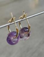Gold plated oorbellen Amethist, Ophalen of Verzenden, Nieuw, Goud, Overige materialen