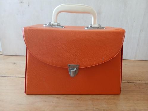 Uniek retro oranje koffertje beautycase, Verzamelen, Retro, Huis en Inrichting, Ophalen of Verzenden