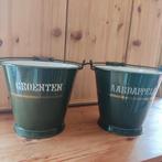Donkergroen emaille emmers met gouden bies, Antiek en Kunst, Antiek | Emaille, Ophalen