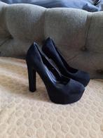 H&M high plateau heels velvet maat 36, Ophalen of Verzenden, Zo goed als nieuw, Zwart