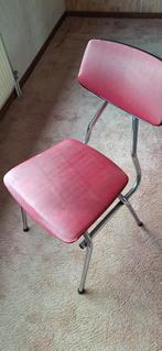 eetkamerstoeltje, vintage chroom onderstel,, Huis en Inrichting, Stoelen, Ophalen, Gebruikt, Leer, Eén