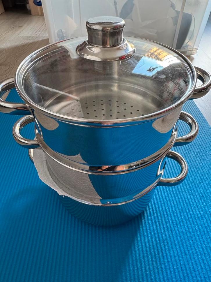 RVS stoom-/pastapan van Gusta, Huis en Inrichting, Keuken | Potten en Pannen, Pannenset, Rvs, Keramische plaat, Ophalen of Verzenden