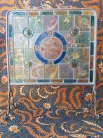 Mooi antiek Engels scherm van glas in lood en koper 72 cm., Ophalen