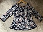 Topje van stretch materiaal, M, zgan, blauw rose wit, Maat 38/40 (M), Blauw, Ophalen of Verzenden, Zo goed als nieuw