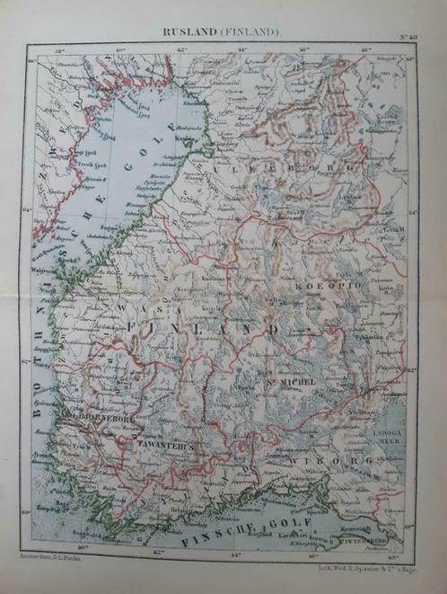 40 / Litho J. Kuyper uit 1880 van Rusland  - Finland, Antiek en Kunst, Kunst | Litho's en Zeefdrukken, Ophalen of Verzenden