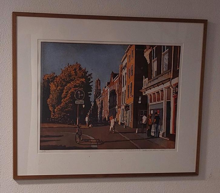 Utrecht Oude Gracht * Marcel Schellekens * ingelijst, Antiek en Kunst, Kunst | Schilderijen | Modern, Ophalen