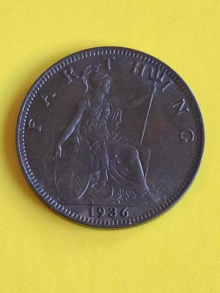 1936 Engeland farthing in brons George V, Postzegels en Munten, Munten | Europa | Niet-Euromunten, Losse munt, Overige landen