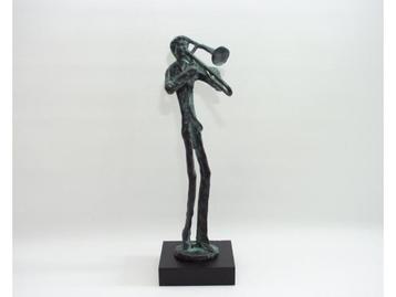 Nieuw staand beeld brons trombonespeler 33 cm. H. beschikbaar voor biedingen