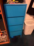 Blauwe ladekast met 4 lades, Huis en Inrichting, Kasten | Kledingkasten, Ophalen, Gebruikt, 100 tot 150 cm, Met lade(s)