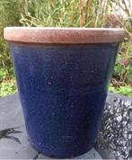 Oude geglazuurd blauw terracotta pot uniek OTS 25,5cm, Tuin en Terras, Bloempotten, 25 tot 40 cm, Rond, Zo goed als nieuw, Minder dan 40 cm