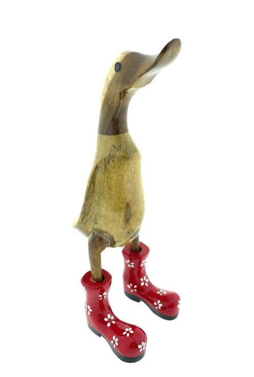 Houten eend Duck S rode laars, Huis en Inrichting, Woonaccessoires | Wanddecoraties, Nieuw, Ophalen of Verzenden