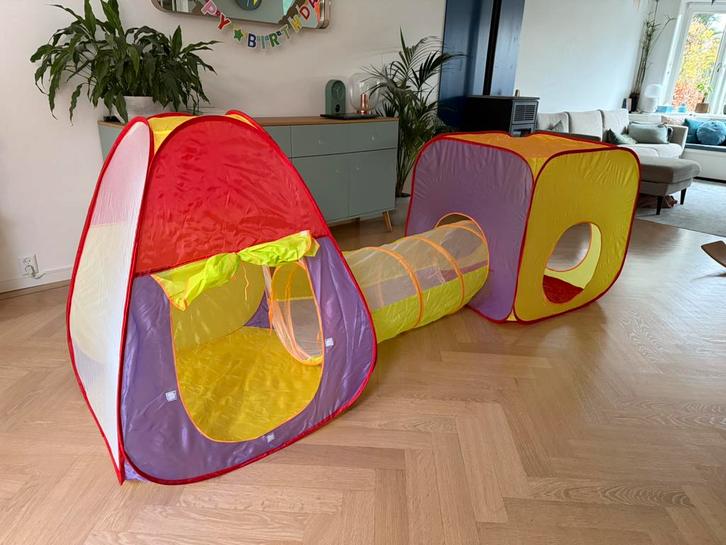 Pop-up ballenbak en speeltent met kruiptunnel, Kinderen en Baby's, Speelgoed | Buiten | Speelhuisjes, Zo goed als nieuw, Kunststof