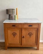 Eiken Commode dressoir kast Marmeren Blad amsterdamse school, Ophalen, Gebruikt, Eikenhout, 50 tot 100 cm