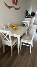 White Ikea Style Dining Table Set, Huis en Inrichting, Complete eetkamers, 4 tot 6 stoelen, Gebruikt, Ophalen